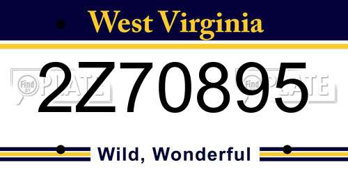 2Z70895 West Virginia License Plate