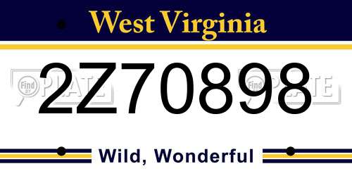 2Z70898 West Virginia License Plate