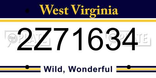 2Z71634 West Virginia License Plate