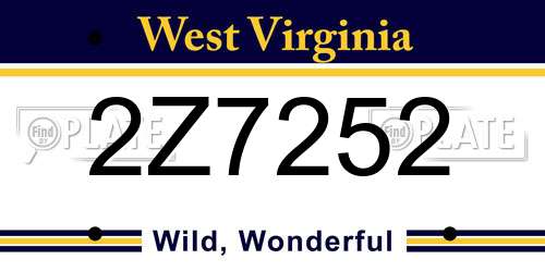 2Z7252 West Virginia License Plate