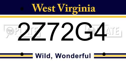 2Z72G4 West Virginia License Plate