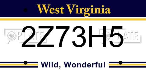 2Z73H5 West Virginia License Plate