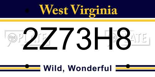 2Z73H8 West Virginia License Plate