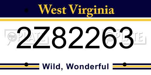 2Z82263 West Virginia License Plate