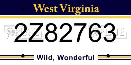 2Z82763 West Virginia License Plate
