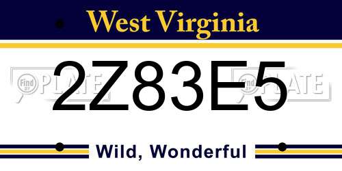 2Z83E5 West Virginia License Plate