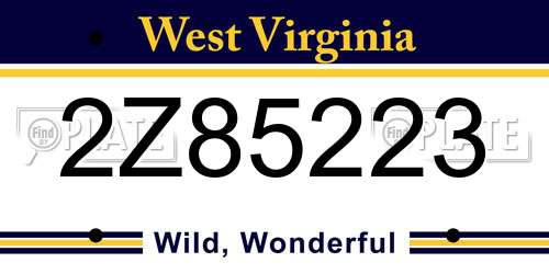 2Z85223 West Virginia License Plate