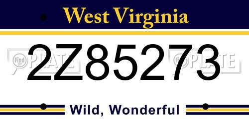 2Z85273 West Virginia License Plate