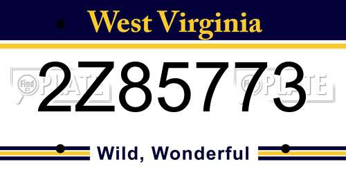 2Z85773 West Virginia License Plate