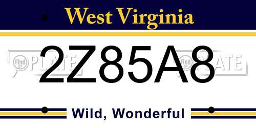 2Z85A8 West Virginia License Plate