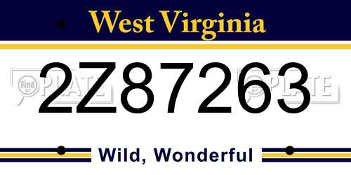 2Z87263 West Virginia License Plate