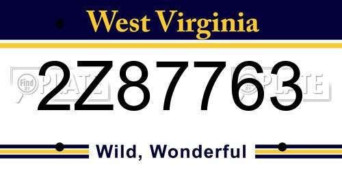 2Z87763 West Virginia License Plate