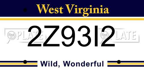 2Z93I2 West Virginia License Plate