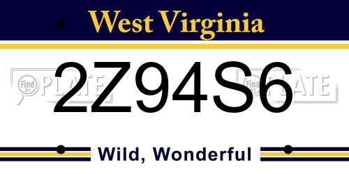 2Z94S6 West Virginia License Plate
