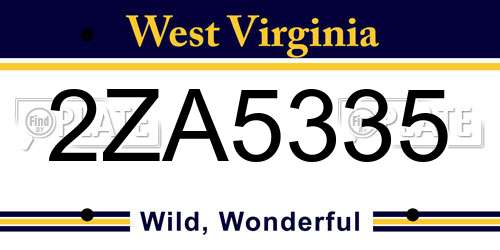 2ZA5335 West Virginia License Plate