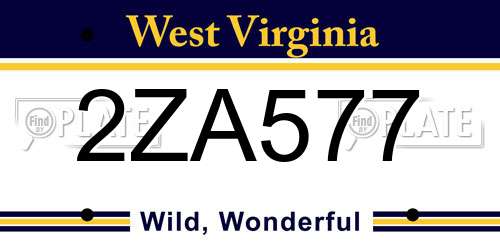 2ZA577 West Virginia License Plate