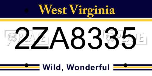 2ZA8335 West Virginia License Plate