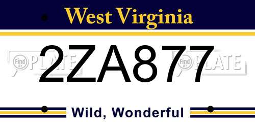 2ZA877 West Virginia License Plate