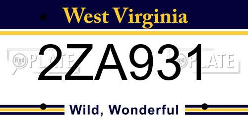 2ZA931 West Virginia License Plate