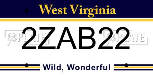 2ZAB22 West Virginia License Plate