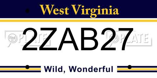2ZAB27 West Virginia License Plate