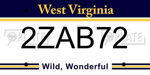 2ZAB72 West Virginia License Plate