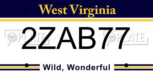 2ZAB77 West Virginia License Plate