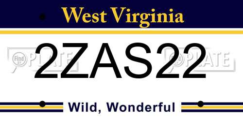 2ZAS22 West Virginia License Plate