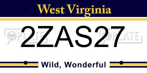2ZAS27 West Virginia License Plate