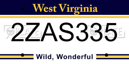 2ZAS335 West Virginia License Plate