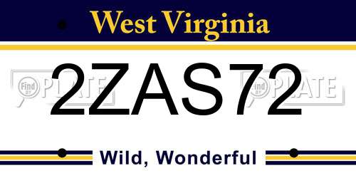 2ZAS72 West Virginia License Plate