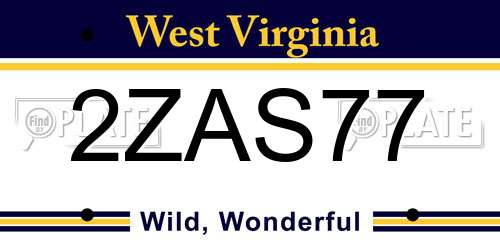 2ZAS77 West Virginia License Plate