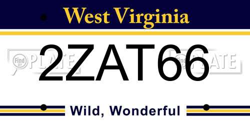 2ZAT66 West Virginia License Plate