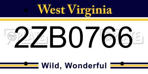 2ZB0766 West Virginia License Plate