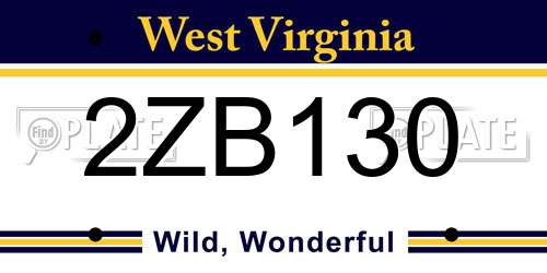 2ZB130 West Virginia License Plate