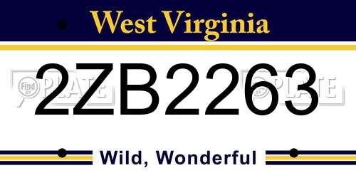 2ZB2263 West Virginia License Plate