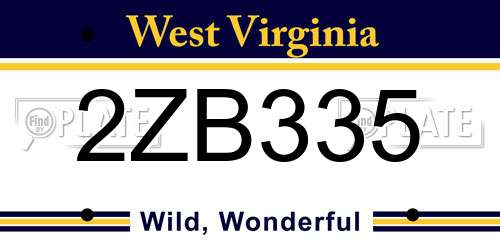 2ZB335 West Virginia License Plate