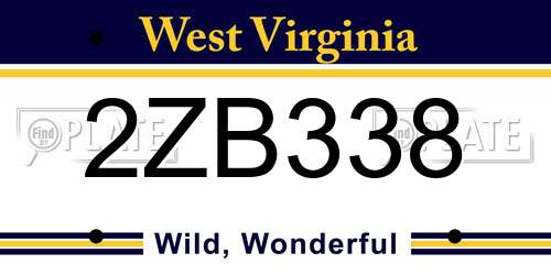 2ZB338 West Virginia License Plate