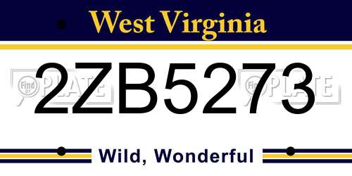 2ZB5273 West Virginia License Plate