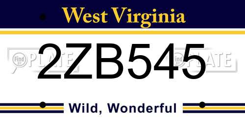 2ZB545 West Virginia License Plate