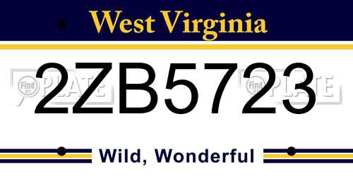 2ZB5723 West Virginia License Plate