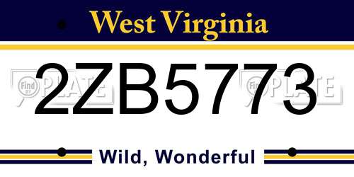 2ZB5773 West Virginia License Plate