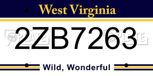 2ZB7263 West Virginia License Plate