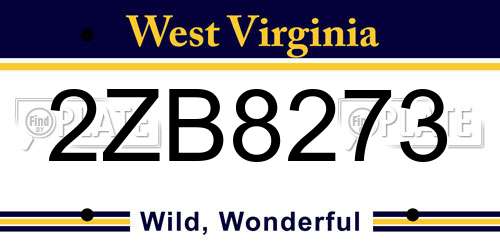 2ZB8273 West Virginia License Plate