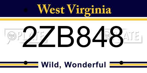 2ZB848 West Virginia License Plate