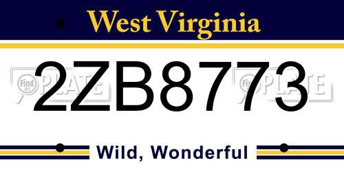 2ZB8773 West Virginia License Plate