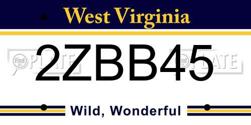 2ZBB45 West Virginia License Plate