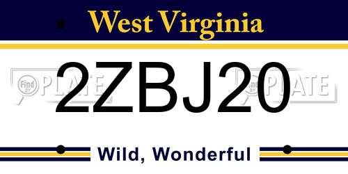 2ZBJ20 West Virginia License Plate