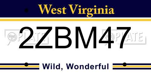 2ZBM47 West Virginia License Plate