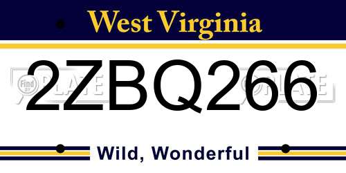 2ZBQ266 West Virginia License Plate